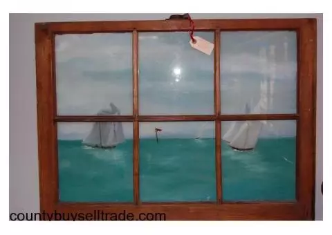 Old Windows With Sailboat - Lisa's Lagniappe Shoppe